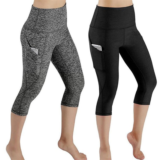 Yoga Pants Women Calf-length Capri Pant Sport leggings Women Fitness Yoga Gym High Waist Pockets Design Sporting Leggings