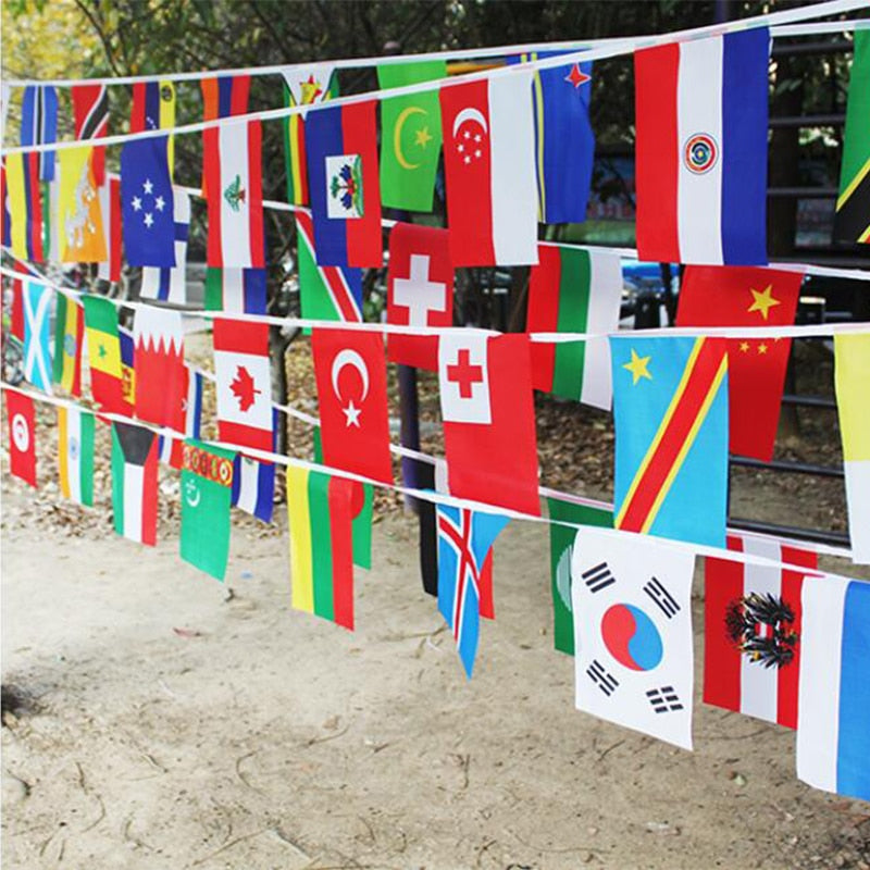 14*21cm String Flags - Small Hanging Flags representing 32 Countries around the World, showcasing the diverse nations and fostering international camaraderie.