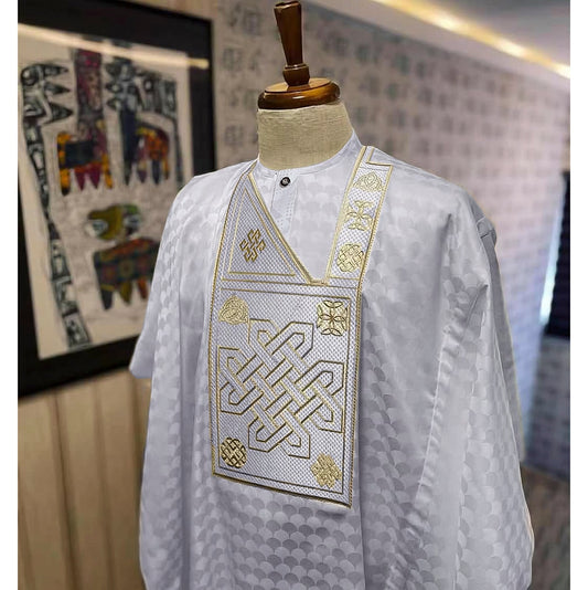 African Bazin Riche Outfits Ankara Dashiki Men Agbada Traditional Boubou Shirt Pants 3 PCS Set Wedding Party Clothes