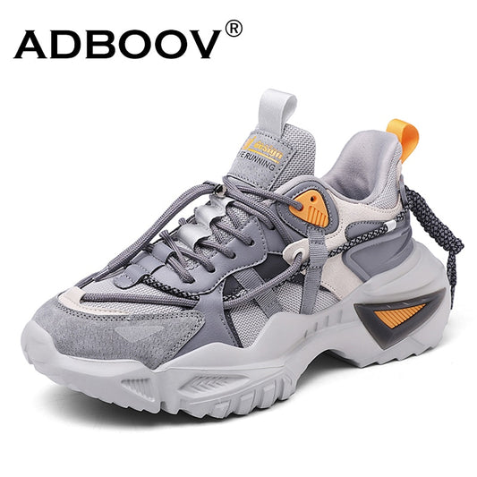 New Fashion Chunky Sneakers Men Genuine Leather Casual Shoes Trainers