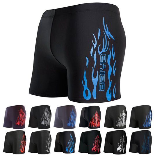 Flames Fire Print Men Swim Trunks Briefs Swimsuit Boxer Shorts Beach Wear Swimwear Mens Swimming Surfing Water Sport Suit Sunga