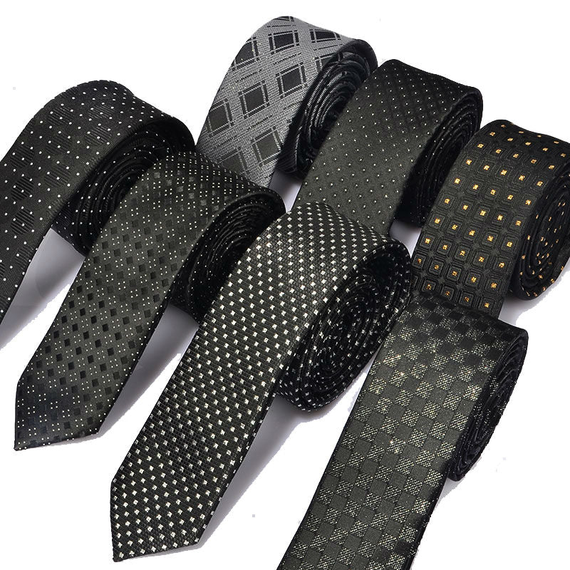 New Men&#39;s Casual Slim Ties Classic Polyester Woven Party Neckties Fashion Plaid Dots Man Neck Tie For Wedding Business Male Tie