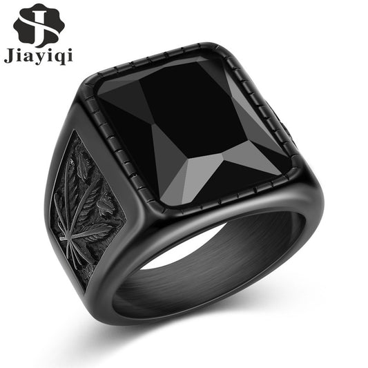 Men Hiphop Ring 316L Stainless Steel Black/Red Stone Ring Rock Fashion Male Jewelry Wedding Rings Accessories Wholesale