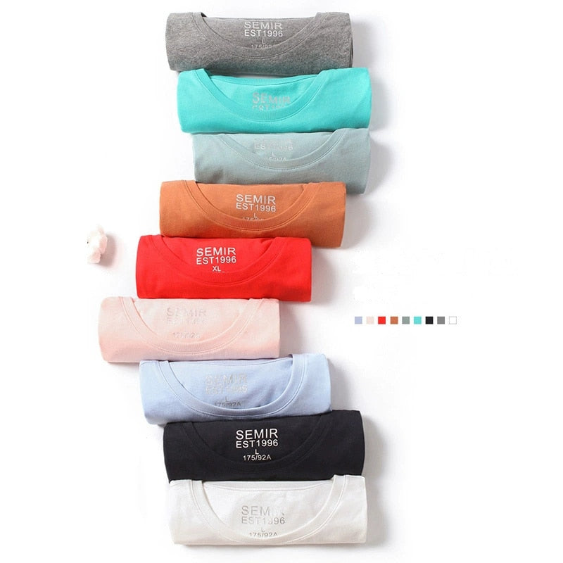 SEMIR summer cotton T shirts men 2022 simple o neck stretch solid new tops clothing casual tshirt man streetwear cool tee shirts