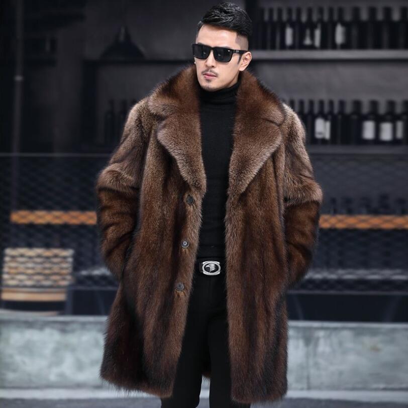 Winter Mens Faux Fur Designer Jackets Warm Windbreaker Long Wool Blends Outerwears Coats Black Brown Thicken Coat M-4XL