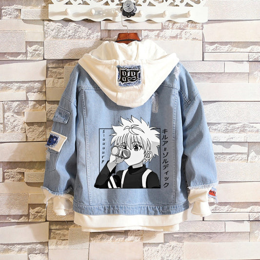 Anime HUNTER x HUNTER Costume Jean Jacket GON·FREECSS Cosplay Denim Jackets Men/Women Autumn Spring Hooded Outwear Coats