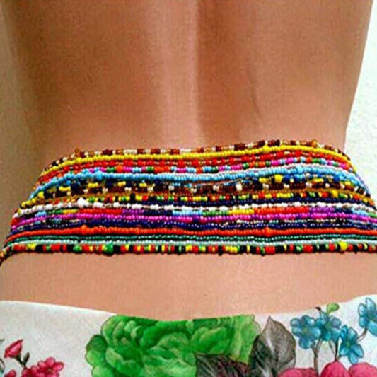 Bohemia Elastic Waist Belly Chain African Belly Chain Waist Beads Body Chain  Women Girls Body Summer Boho Jewelry Accessories