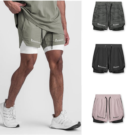 New Running Shorts Men With Lined  Summer Quick Dry Sport Gym Shorts Men 2 IN 1 Fitness Training Workout Sports Shorts Male