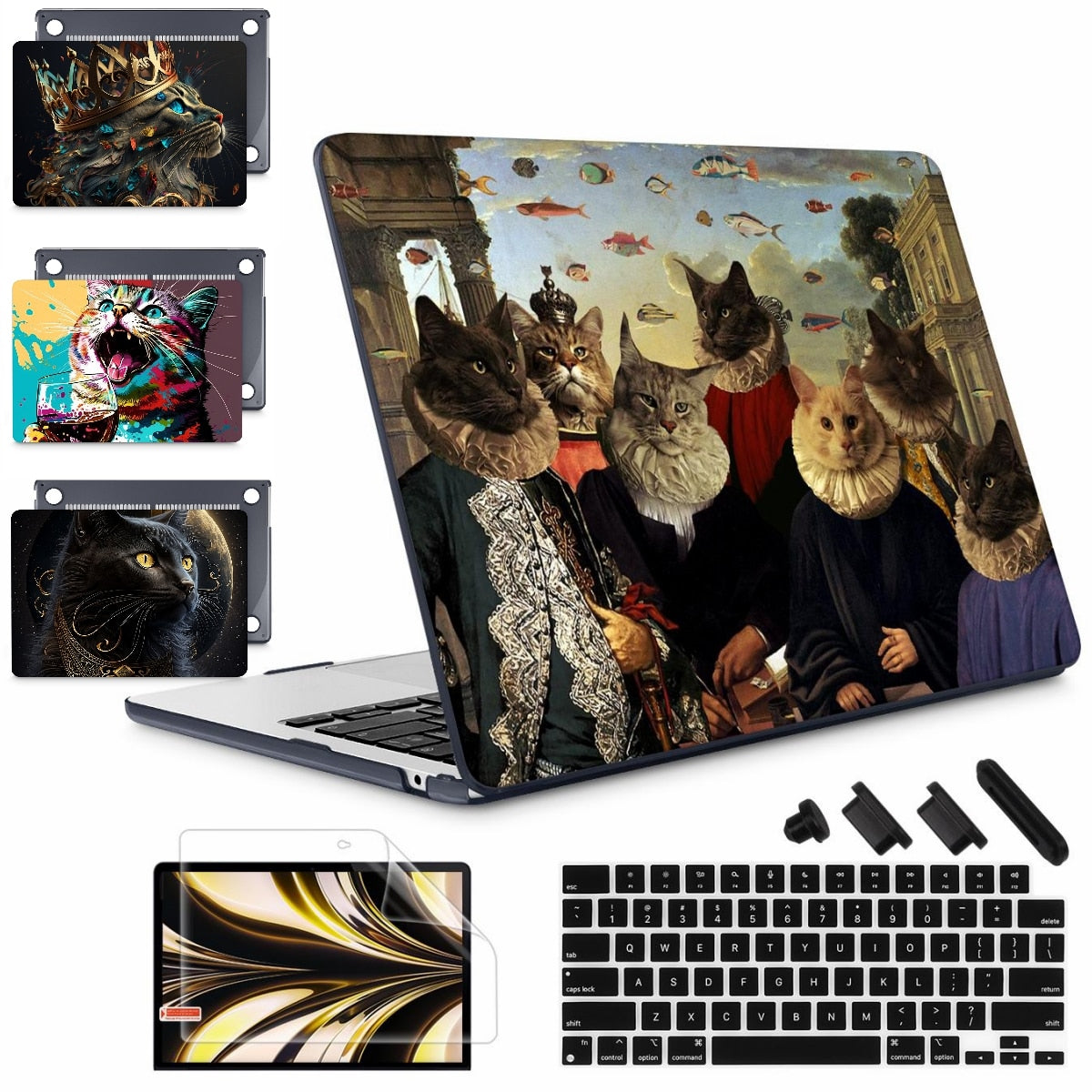 The Crown Cat Hard print case for MacBook Air Pro 13 14 16 M2 2022 2023 A2681 A2779 A2780 Retina 13.3 A1502 A2337 M1 2020 A2289