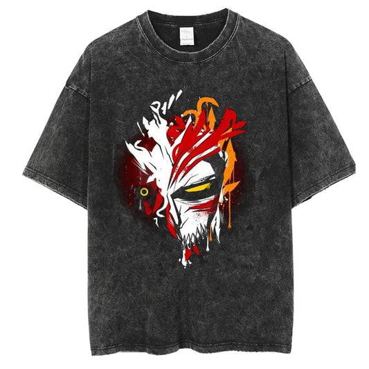 Summer 100% Cotton Men T Shirt Anime Bleach Kurosaki Ichigo Print T-shirts Harajuku Streetwear Tees Unisex Casual Y2K Tops