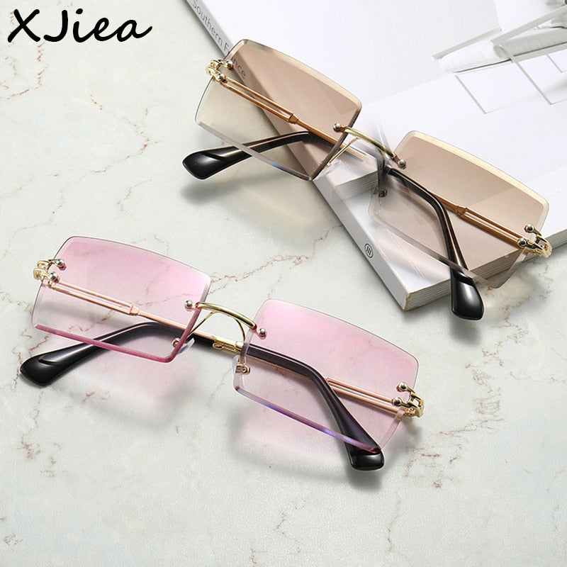 XJiea Rimless Sunglasses Women 2021,Fashion Designer Square Sun Glasses,Summer Decorative Frameless Eyeglasses,Accessories