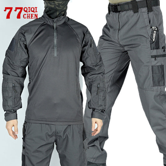 Military Tactical Suit Men Multiple Pockets Wear Resistant Breathable Training Airsoft Tops Combat Hunting Cargo Pants Sets Male