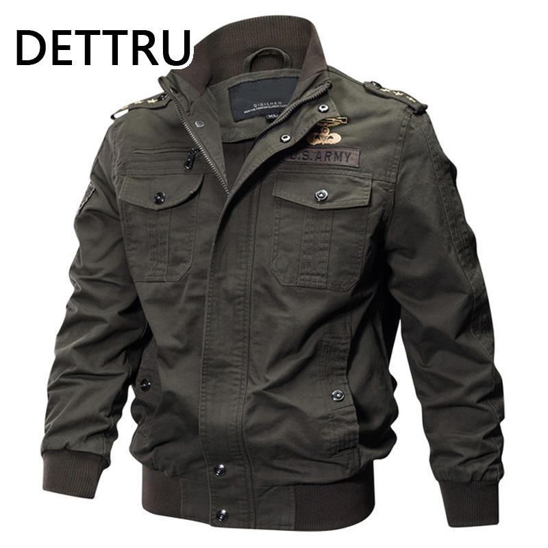 DETTRU Military Pilot Jackets Men Bomber Cotton Coat Tactical Army Jacket Male Casual Air Force Flight Jacket Size M-6XL