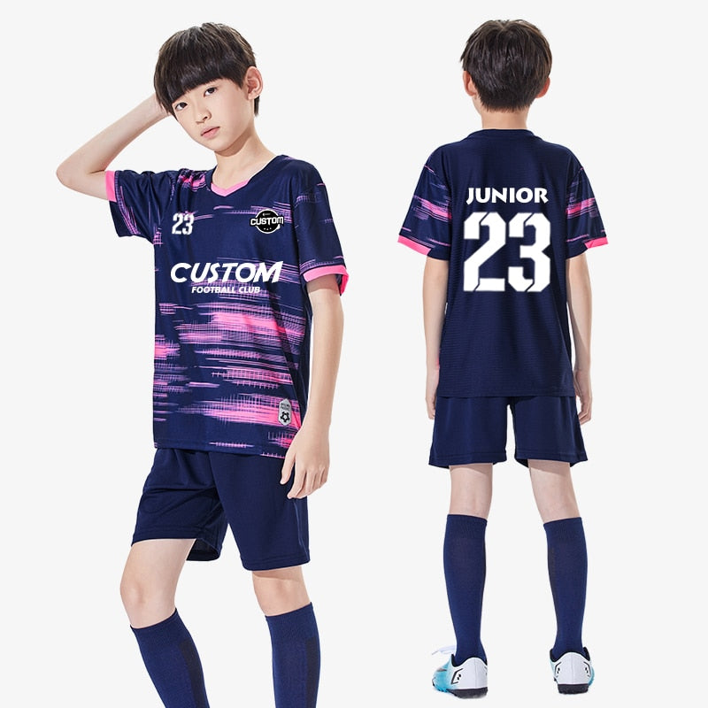 Wholesale Custom 100% Polyester Cheap Children&#39;s Soccer Jerseys Breathable Football Jersey Sets Soccer Uniform Set For Kids Y305