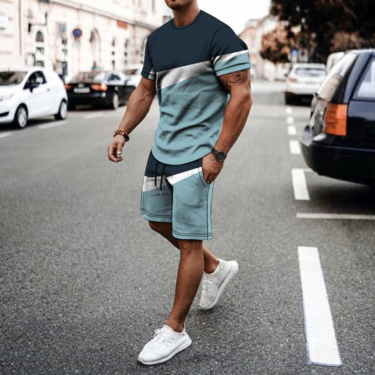 Men Sets Summer Tracksuit Fashion Clothing For Man Casual Short Sleeves Print T-Shirt+Shorts Suits Streetwear Oversized Clothes