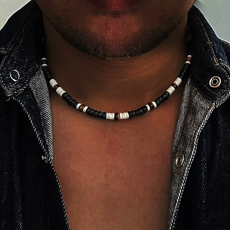 Summer Beach Bohemia Surfer Necklace For Men Simple Geometric Tribal Ethnic Coconut Shell Beaded Necklace Men Jewelry