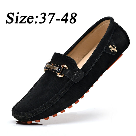 YRZL Loafers Men Big Size 48 Soft Driving Moccasins High Quality Flats Genuine Leather Shoes Men Slip-on Suede Loafers for Men