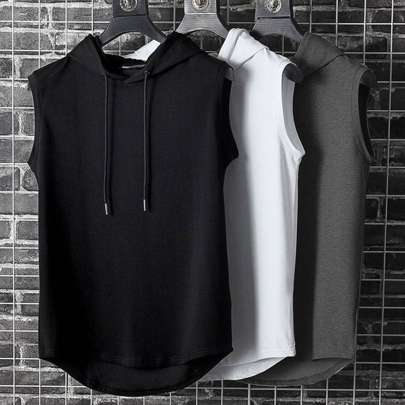 Summer Fit Plus Size Men's Workout Tank Top - Sleeveless Hoodie Vest for Fitness and Hip Hop