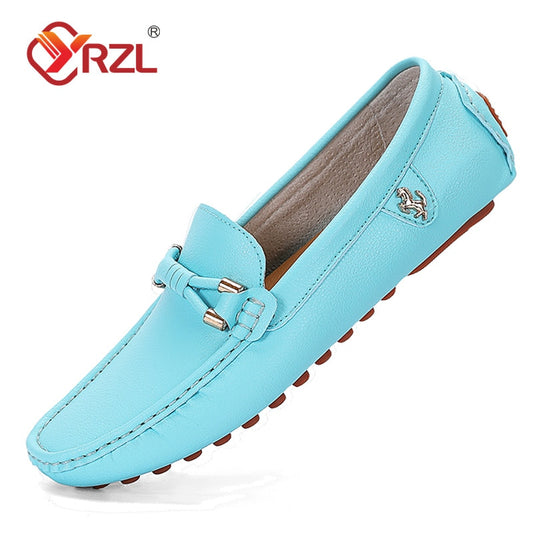 YRZL Leather Loafers for Men Handmade Moccasins Men Shoes Flats Casual Leather Shoes for Men Luxury Comfy Mens Loafers Size 47