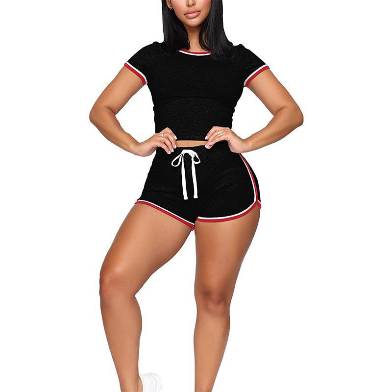 New Women Yoga Set Short Sleeve Workout Sportswear Sport Pants Gym Clothing High Waist Leggings Shorts Sports Suits