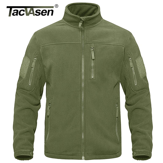 TACVASEN Full Zip Up Tactical Army Fleece Jacket Military Thermal Warm Police Work Coats Mens Safari Jacket Outwear Windbreaker