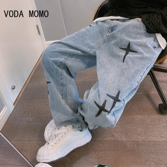 Wide Leg Cargo Pants 2022 Streetwear Baggy men Jeans Spring Autumn Men Korean Fashion Loose Straight Male Brand Clothing Black