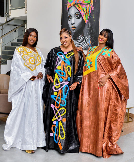 African Dress For Woman Plus Size Dress Bazin Riche Embroidery With Embroidery Floor Long Dress With Scarf