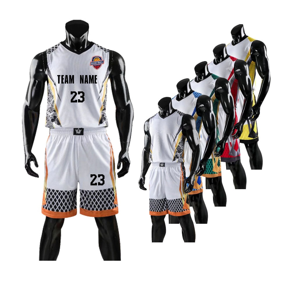 Sublimation Blanks Basketball Jersey Sets for Men Women Kids Personalized Custom Quick-dry Team College Basketball Uniform Cloth