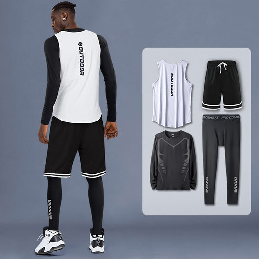 Men&#39;s Compression Sportswear Suits Gym Tights Training Clothes Workout Jogging Sports Set Running Tracksuit Quick Dry Rash Guard