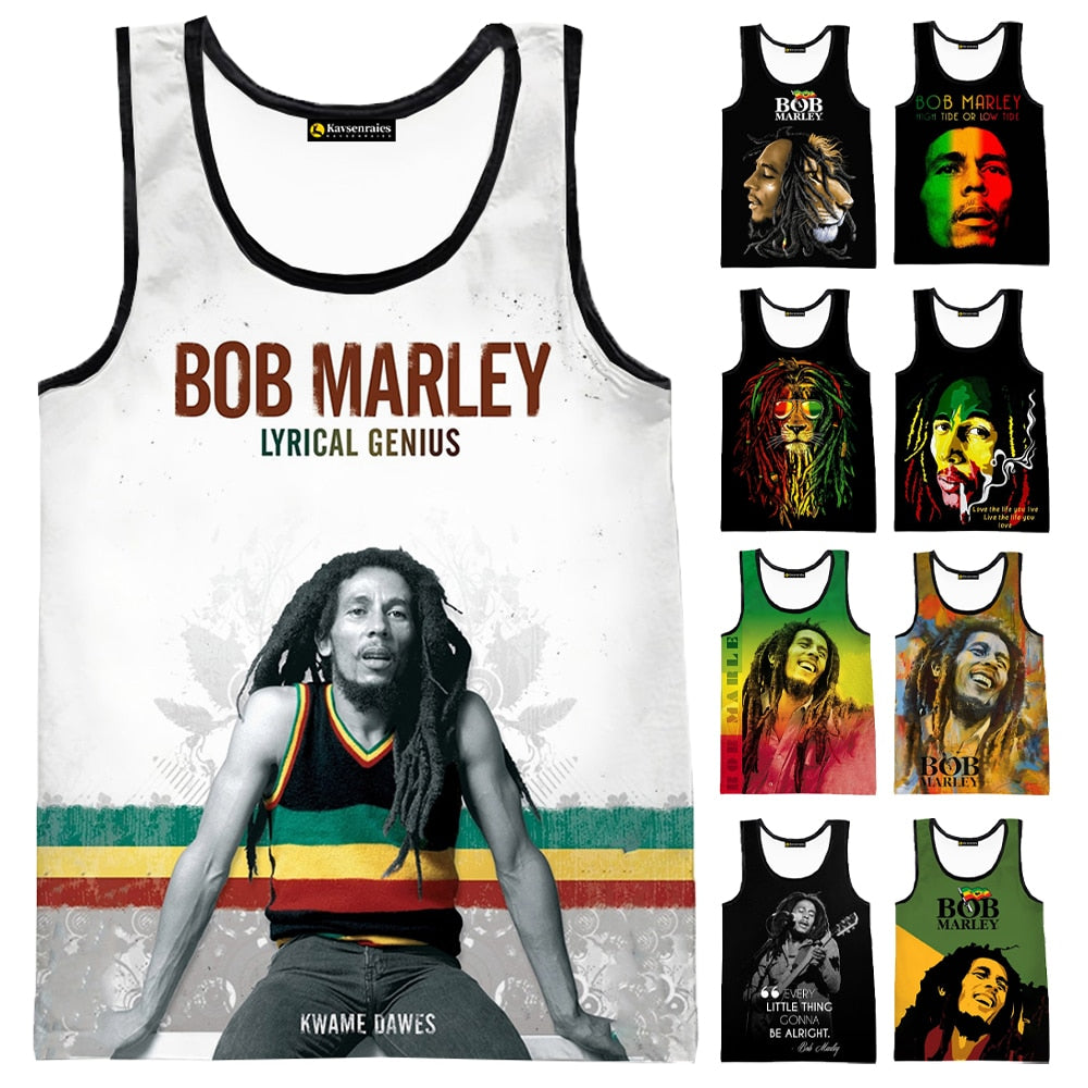 Bob Marley Vest New Fashion Summer Fitness Men Tank Tops Sleeveless Women Hip Hop Harajuku Streetwear Beach Undershirt